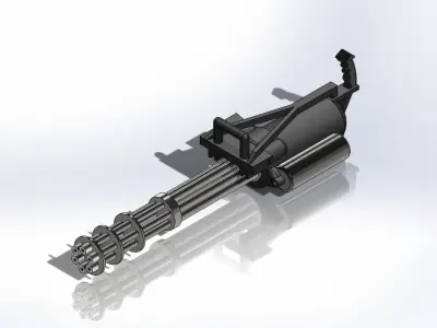 Hand Held minigun Low-poly 3D model