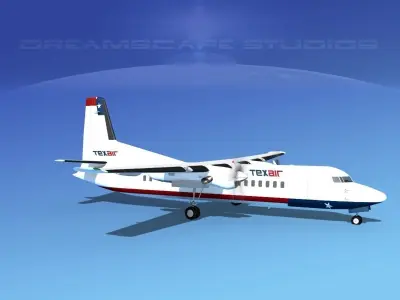 Fokker 50 Texair 3D model