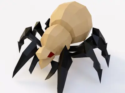 Spider 3d model polygonal with eyes Low-poly 3D model