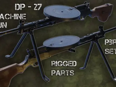 DP-27 Machine Gun Low-poly 3D model