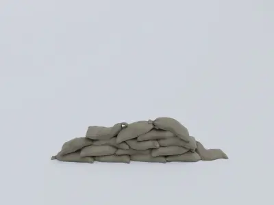 Sandbags set low poly PBR materials Low-poly 3D model