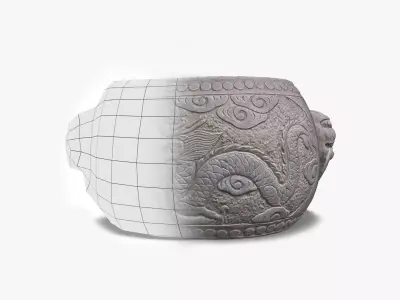 Chinese Stone Drum Low-poly 3D model
