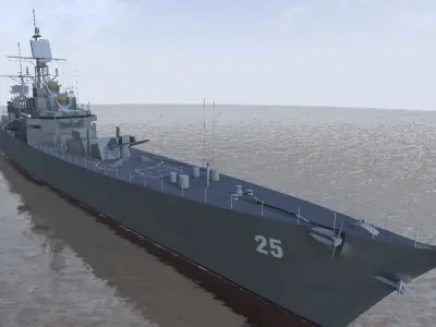 USS Bainbridge CGN-25 3d model low-poly Low-poly 3D model
