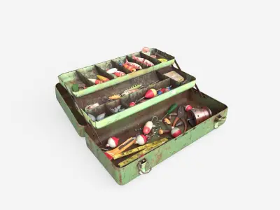 Old Fishing Tackle Box 3D model