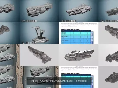 FLEET CORE - FED UNION FLEET BUNDLE 3D Model Pack