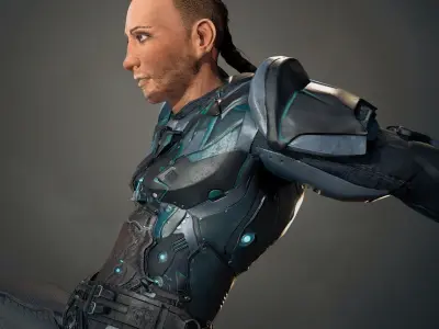 Ranger with plasma gun Low-poly 3D model