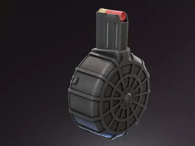 12 gauge drum magazine Low-poly 3D model