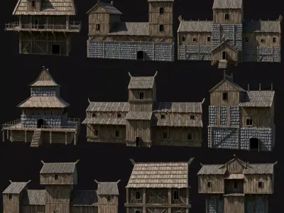 VIKING NORSE FORTRESS FORT WATCHTOWER TOWER MEDIEVAL COLLECTION Low-poly 3D model