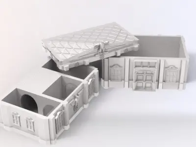 WW2 GERMAN BUILD WITH EAGLE AND FLAGS 3D print model