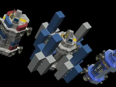 Space Freighter - Medium class range Low-poly 3D model