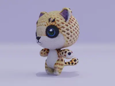 Amigurami Cheetah Fluffy Yarn Toy Low-poly 3D model