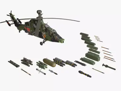  EC-665 Tiger HAC Germany Complex Animation Low-poly 3D model