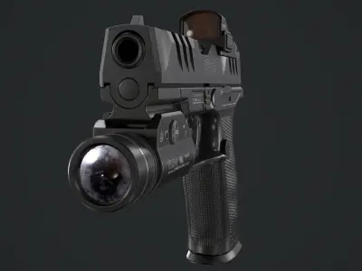 Walther PDP Fullsize with attachments Low-poly 3D model