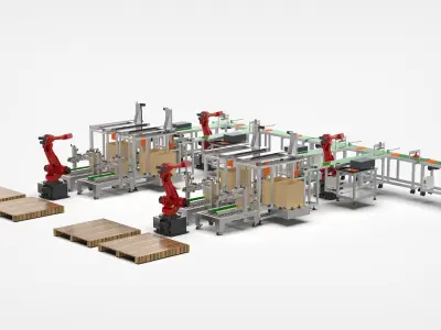 Automatic Packaging Sorting and Stacking Line 3D model