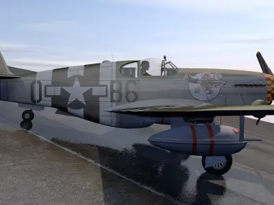 North American P-51B Mustang 3D model