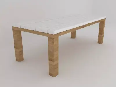 Classic garden dining table Low-poly 3D model