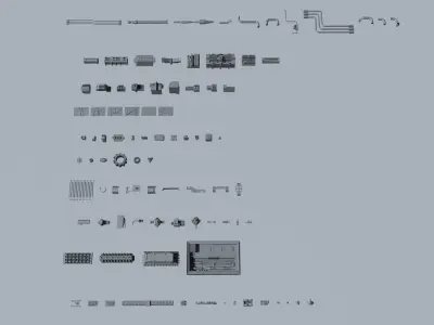 sci-fi greebles kitbash Low-poly 3D model