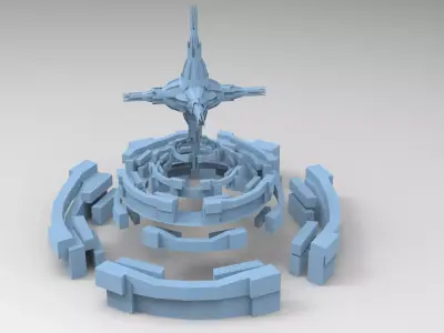 Sci fi sphere jumping platforms Low-poly 3D model