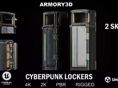 GAME READY CYBERPUNK LOCKER PBR RIGGED Low-poly 3D model