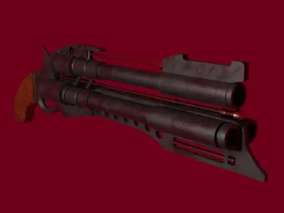 Triple Barrel Gun Low-poly 3D model