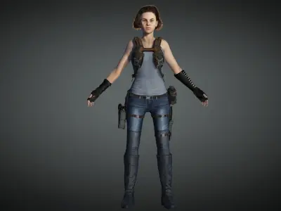 AAA Military Female Character 02 Low-poly 3D model