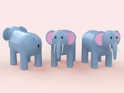Cartoon Elephant Animal Style Cute Low-poly 3D model