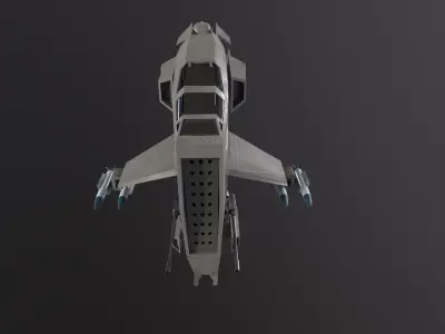  starship fighter lowpoly model SCI fi Low-poly 3D model