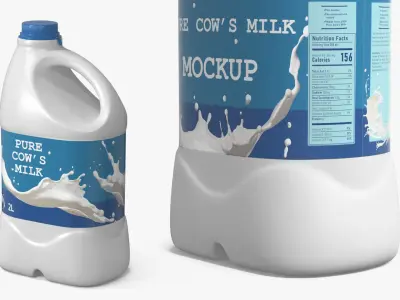Mockup Pure Cow Milk Plastic Bottle 2L 3D model