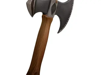 Detailed Fantasy Double Axe 3D model
