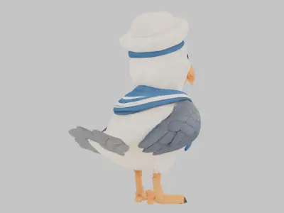 Sailor Seagull 3D Model Low-poly 3D model