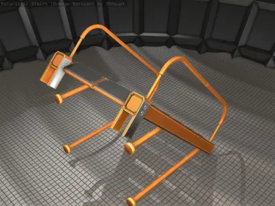 Sci-Fi Stairs - 17 - Orange Version Low-poly 3D model
