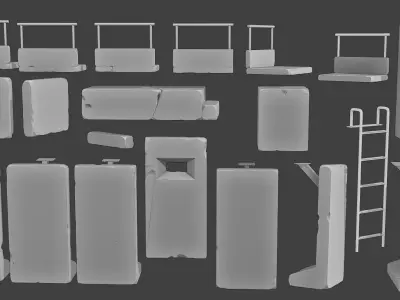 Concrete Wall Base Pack 1 3D print model