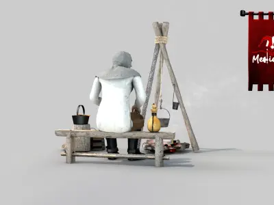 Medieval Bomfire Scenario 3D model