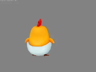 Cartoon chicken Low-poly 3D model