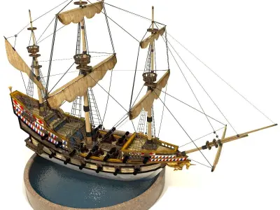 Pirate Galleon Low-poly 3D model