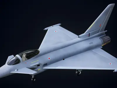 Eurofighter Typhoon With The Cockpit Military Jet Plane Low-poly 3D model