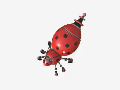 Cute Robot E09 Red Paint - SciFi Character Design Low-poly 3D model