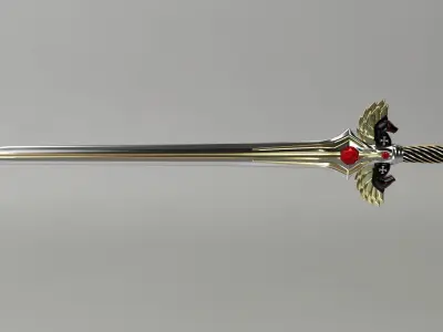 Sword and Sheath Medieval Maltese Knights Cross Low-poly 3D model