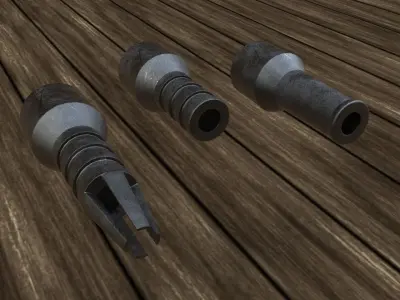 Muzzles - Flash Hider 3 set combo Low-poly 3D model