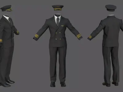 Airline pilot uniform Low-poly 3D model