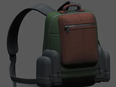 Backpack military combat soldier armor scifi Generic camp Low-poly 3D model