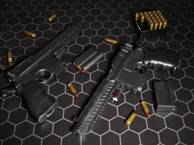 Cyberpunk Mauser C96 Low-poly 3D model