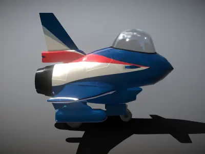 Cartoon Airplane J-10 Low-poly 3D model