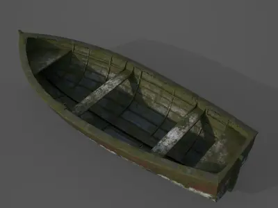 Painted Wooden Boat - PBR and Game Ready Low-poly 3D model