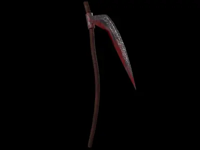 Medieval Scythe Game Ready Low Poly 3D Model Low-poly 3D model