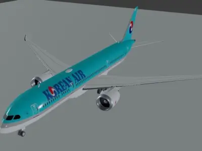 Korean Airlines Boeing 787-9 dreamliner  Low-poly 3D model