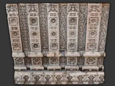 Scanned Carved Wall Low Poly Low-poly 3D model