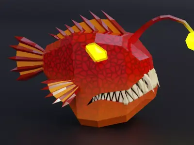 Cartoon anglerfish low poly Roblox game pet  Blender Low-poly 3D model