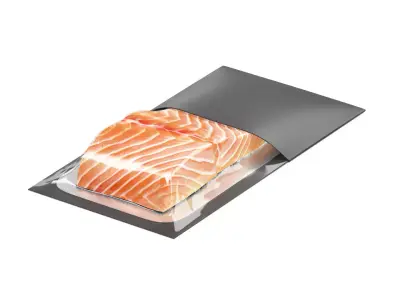 Black Salmon Carton Pack - fish cardboard container 3D model