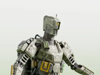 Bravo - Irish Themed War Machine Robot GAME READY and RIGGED Low-poly 3D model